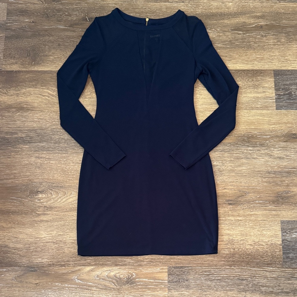 Express Midnight Blue Long Sleeve Dress